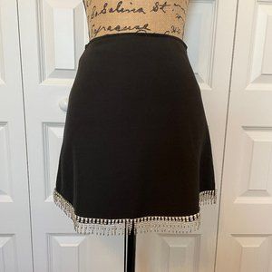 NWT Lulus Sparkle Hour Black Rhinestone Fringe Mini Skirt